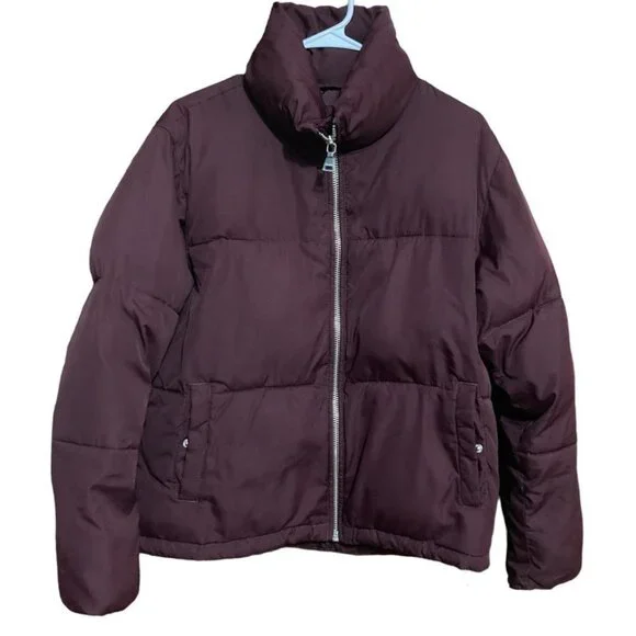 Express Puffer Coat Burgundy/wine Size Medium - Picture 3 of 3